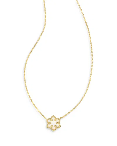Kendra Scott Kyocera Opal Snowflake Short Pendant Necklace, 14" + 4" Extender In Gold White