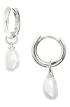 Kendra Scott Willa Cultured Baroque Pearl Huggie Hoop Earrings In Silver