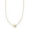 Kendra Scott Woman's Holland Gold Heart Short Pendant Necklace In White Crystal In Gold
