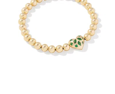 Kendra Scott Woman's Holland Gold Heart Stretch Bracelet In Green Crystal In Multi