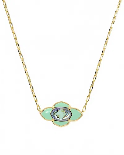 Kendra Scott Women's Abbie Medallion Short Pendant Necklace In Abalone Sea Green Mix In Multi