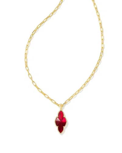 Kendra Scott Women's Abbie Pave Frame Long Large Pendant Necklace In Gold Cranberry Illusion In Multi
