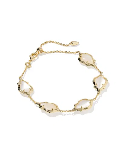 Kendra Scott Women's Adriana Scallop Frame Delicate Chain Bracelet In Gold Natural Mother Of Pearl In Multi