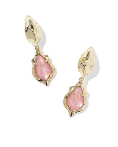 Kendra Scott Women's Adriana Scallop Frame Huggie Earrings In Gold Light Pink Iridescent Abalone In Multi