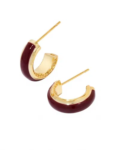 Kendra Scott Women's Ainsley Huggie Earrings In Gold Burgundy Enamel