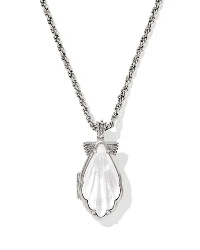 Kendra Scott Women's Alexa Locket Pendant Necklace In Vintage Silver & Ivory Mother Of Pearl In Multi