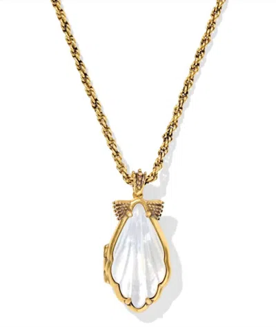 Kendra Scott Women's Alexa Locket Short Pendant Necklace In Vintage Gold In Pink
