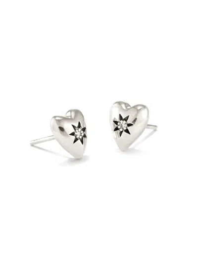 Kendra Scott Women's Angie Sterling Silver & 0.02 Tcw Diamond Heart Stud Earrings