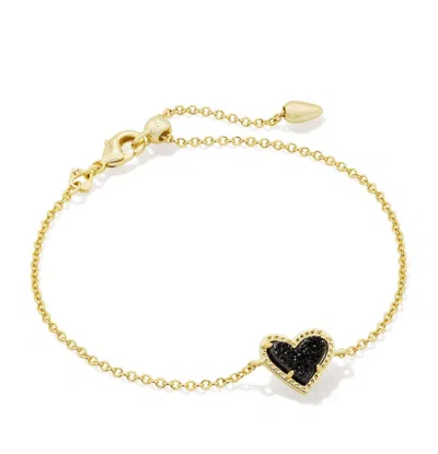 Kendra Scott Women's Ari Heart Delicate Chain Bracelet In Gold Black Drusy