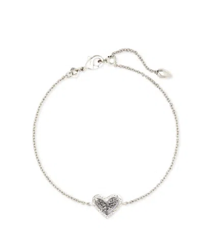 Kendra Scott Women's Ari Heart Delicate Chain Bracelet In Rhodium Platinum Drusy In Multi