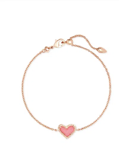 Kendra Scott Women's Ari Heart Delicate Chain Bracelet In Rose Gold Pink Drusy