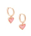 Kendra Scott Women's Ari Heart Huggie Earring In Light Pink Drusy In Pink