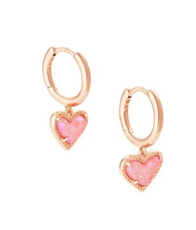Kendra Scott Women's Ari Heart Huggie Earring In Light Pink Drusy