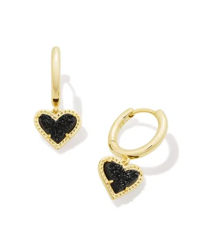 Kendra Scott Women's Ari Heart Huggie Earrings In Gold Black Drussy