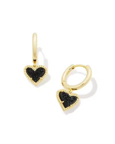 Kendra Scott Women's Ari Heart Huggie Earrings In Platinum Drusy In Gold