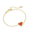 Kendra Scott 14k Gold-plated Red Illusion Heart Adjustable Link Bracelet In Multi