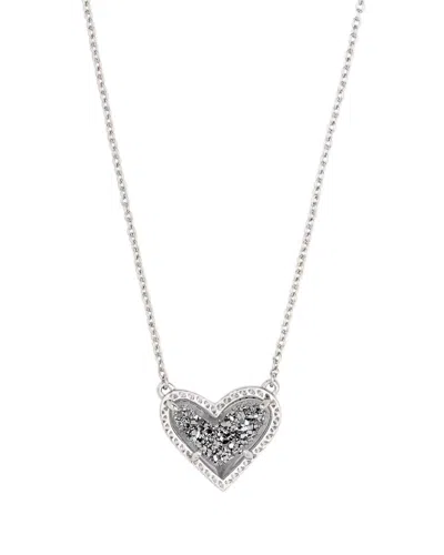 Kendra Scott Women's Ari Heart Pendant Necklace In Platinum Drusy In Silver