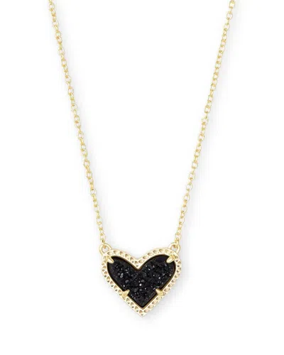 Kendra Scott Women's Ari Heart Short Pendant Necklace In Gold /black Drusy
