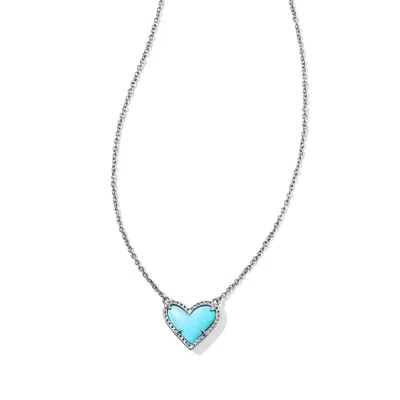 Kendra Scott Women's Ari Heart Short Pendant Necklace In Silver Turquoise Magnesite