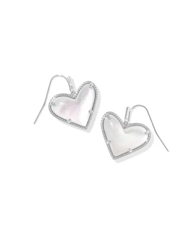 Kendra Scott Women's Ari Heart Statement Drop Earrings In Silver / Ivory Mother Of Pearl