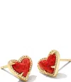 Kendra Scott Women's Ari Heart Stud Earring In Red Kyocera Opal In Gold