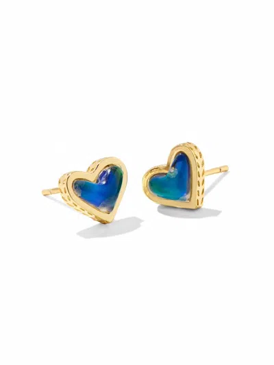Kendra Scott Women's Ari Heart Stud Earrings In Gold Mood Stone In Multi