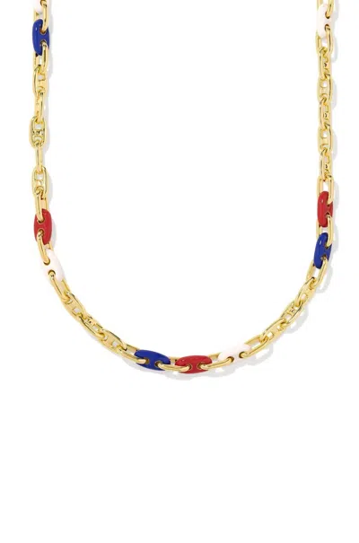 Kendra Scott Women's Bailey Chain Necklace In Gold Red White Blue Mix In Multi