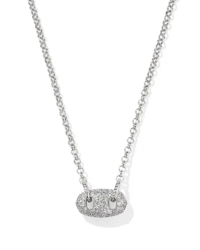 KENDRA SCOTT WOMEN'S BAILEY PAVE SHORT PENDANT NECKLACE IN SILVER-WHITE CRYSTAL