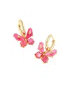Kendra Scott 14k Gold-plated Mixed Stone Butterfly Charm Huggie Hoop Earrings In Pink