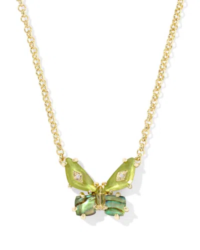 Kendra Scott Women's Bianca Butterfly Short Pendant Necklace In Gold Green Mix In Multi