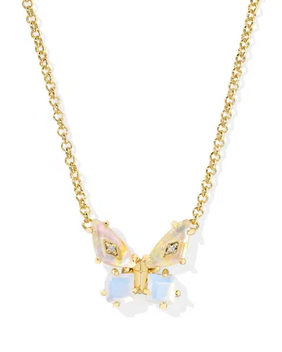 Kendra Scott Women's Bianca Butterfly Short Pendant Necklace In Gold Iridescent White Mix In Multi
