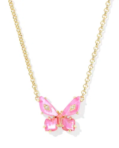 Kendra Scott Women's Bianca Butterfly Short Pendant Necklace In Gold Pink Mix In Multi