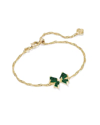 Kendra Scott Women's Blair Bow Small Delicate Chain Bracelet In Gold/green Drusy