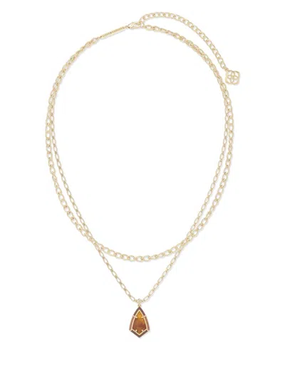 Kendra Scott Women's Camry Enamel Frame Multi Strand Necklace In Gold Marbled Amber Illusion