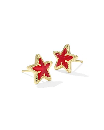 KENDRA SCOTT WOMEN'S CASSIDY GOLD STUD EARRINGS IN RED ILLUSION