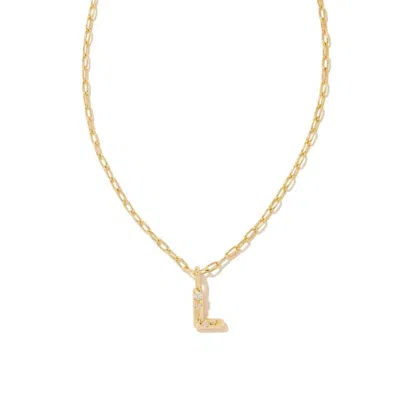 Kendra Scott Women's Crystal Letter L Short Pendant Necklace In Gold White