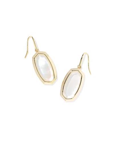 Kendra Scott Women's Dani Bezel Drop Earrings In Ivory Mother Of Pearl In Silver