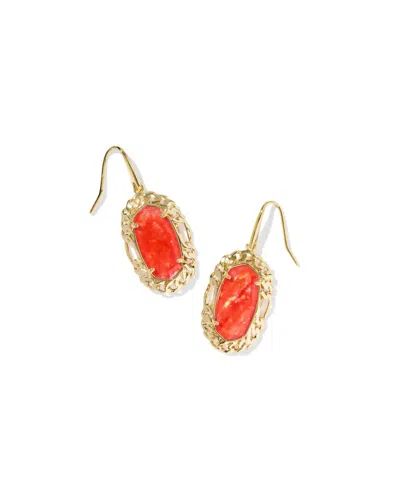 Kendra Scott Women's Dani Figaro Frame Drop Earrings In Gold Papaya Iridescent Mother Of Pearl In Multi