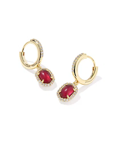 Kendra Scott Women's Daphne Crystal Frame Huggie Earrings In Gold / Dark Burgundy Illusion In Red