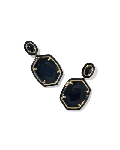 Kendra Scott Women's Daphne Enamel Frame Drop Earrings In Black Agate In White