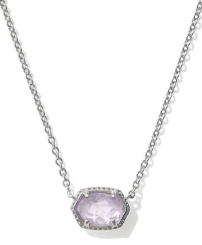 Kendra Scott Women's Daphne Frame Short Pendant Necklace In Rhodium Purple Amethyst In Silver