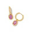 Kendra Scott Women's Daphne Framed Huggie Earrings In Gold Magenta Kyocera Opal In Multi
