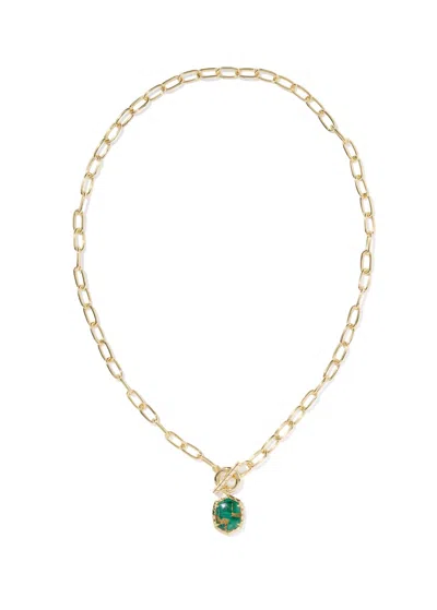 Kendra Scott Women's Daphne Link And Chain Necklace In Gold/bronze Veined Green Malachite