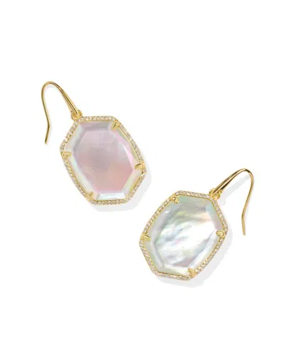Kendra Scott Women's Daphne Pave Frame Drop Earrings In Gold-iridescent Ivory Illusion