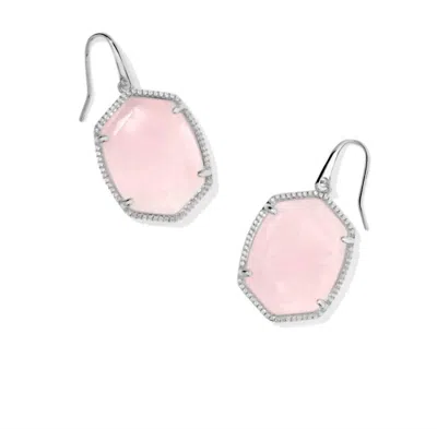 Kendra Scott Women's Daphne Pave Frame Drop Earrings In Silver Rose Quartz In Pink