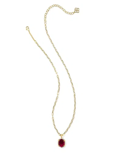 Kendra Scott Women's Daphne Pave Frame Short Pendant Necklace In Gold/berry Mica