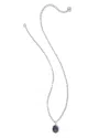 Kendra Scott Women's Daphne Pave Frame Short Pendant Necklace In Silver/navy Tiger's Eye
