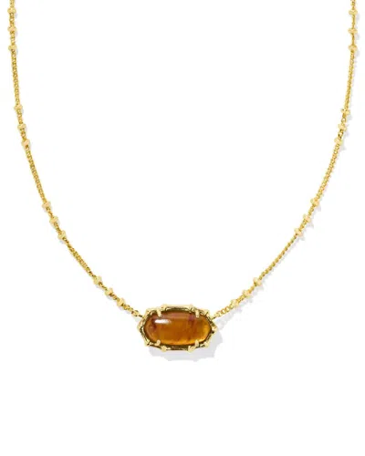 Kendra Scott Women's Elisa Bamboo Frame Short Pendant Necklace In Gold Marbled Amber Illusion