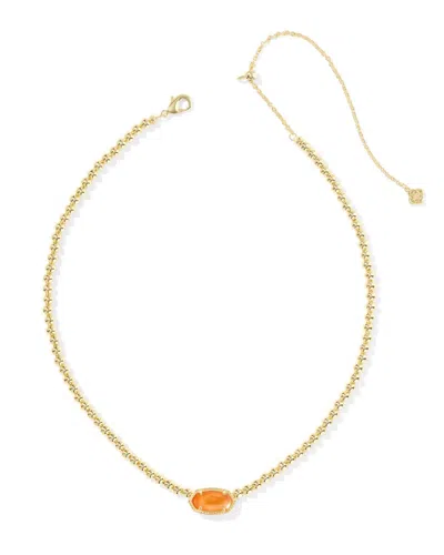 Kendra Scott Women's Elisa Beaded Necklace In Gold Papaya Mother Of Pearl In Orange