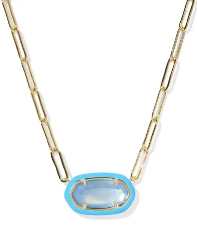 Kendra Scott Women's Elisa Enamel Frame Paperclip Necklace In Gold Periwinkle Illusion